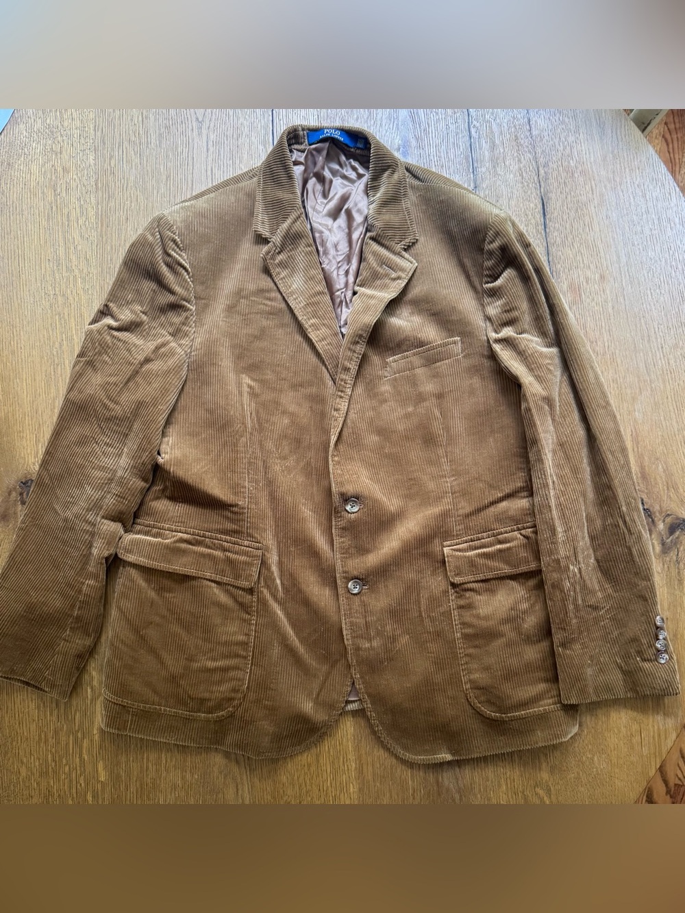 Polo by Ralph Lauren Men's Tan Corduroy Blazer Jacket Size 46R EUC